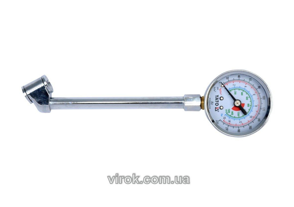 Манометр до коліс вантажних авто YATO : L= 140 мм, P= 0-15 Bar (220 PSI) [25/100] Одеса - фото 1