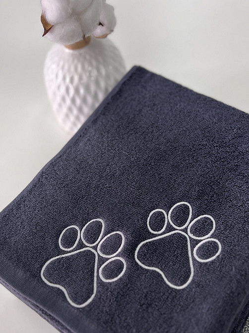 Полотенце махровое для животных с лапками от Ideal Textile 50х90 см 450 г/м2 графитовое Черновцы - изображение 4