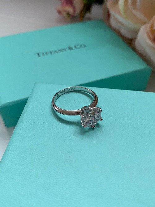 Кольцо Тиффани с цирконием, серебро 925 / упаковано в мешочек Tiffany Одесса - изображение 2