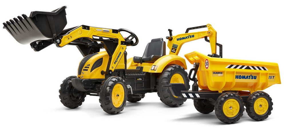 Дитячий педальний трактор з причепом і ковшами Falk Komatsu 2086W для дітей Київ - фото 1