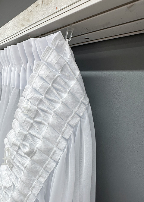 Тюль с тесьмой карандаш VR-Textil н101 Шифон однотонный Белый 400х270 см (44-012) Киев - изображение 8