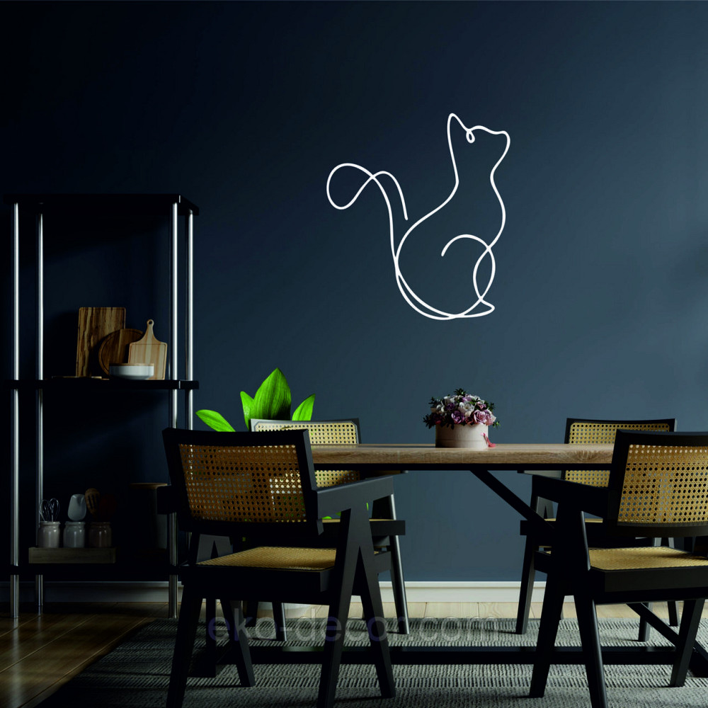 Декоративное настенное 3D Панно «Кот» Декор на стену с объемом 50*44 см, Белый Киев - изображение 5