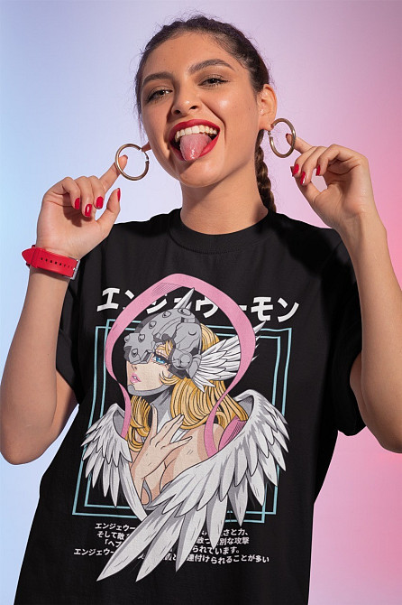 Футболка аниме Ангевомон С Аниме Дигимон оверсайз (S/M/L) Черний AnimeJ0158 Днепр - изображение 1