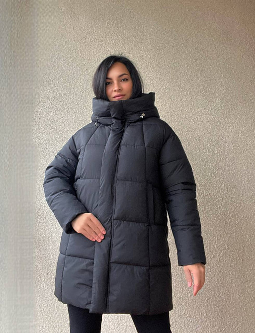 Куртка жіноча Lady Yep 9045 довга стегана з капюшоном пальто чорна, чорний, 44 Київ - фото 13