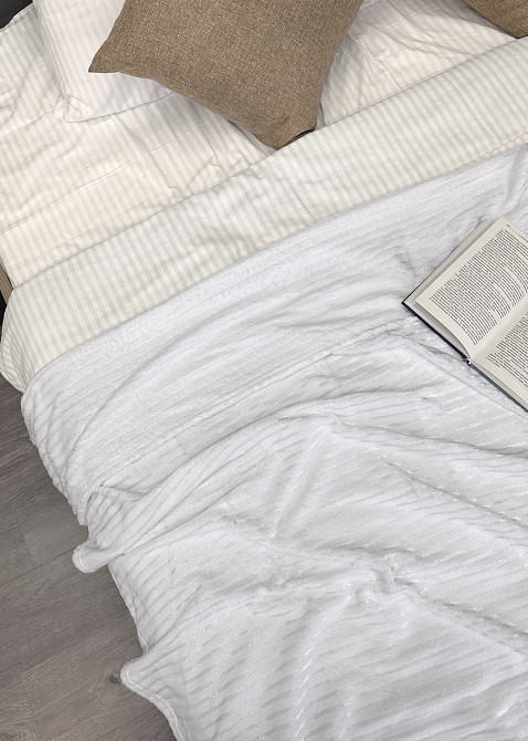 Плед-покривало 155х200 см (+-5см) рельєфний полоска Білий (87-090) Київ - фото 6