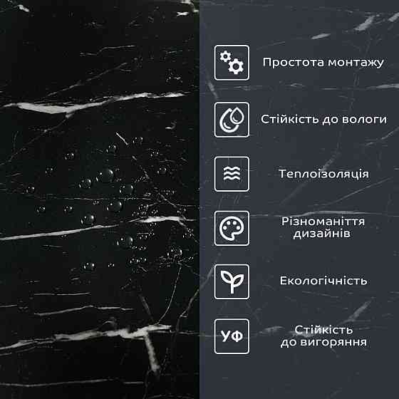 Самоклеящаяся виниловая плитка в рулоне 600х3000х2мм Черный мрамор Глянец SW-00001289 Киев