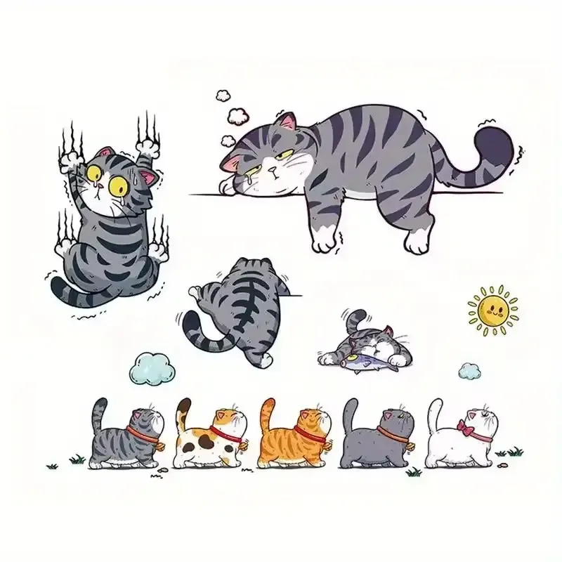 Виниловая наклейка кот мультяшный набор стикеров котики для авто ноутбука телефона декоративные Киев - изображение 1