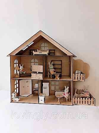 Великий ігровий набір для дівчинки, зібраний, готовий до гри. Будиночок  і 20 одиниць меблів. Ірпінь