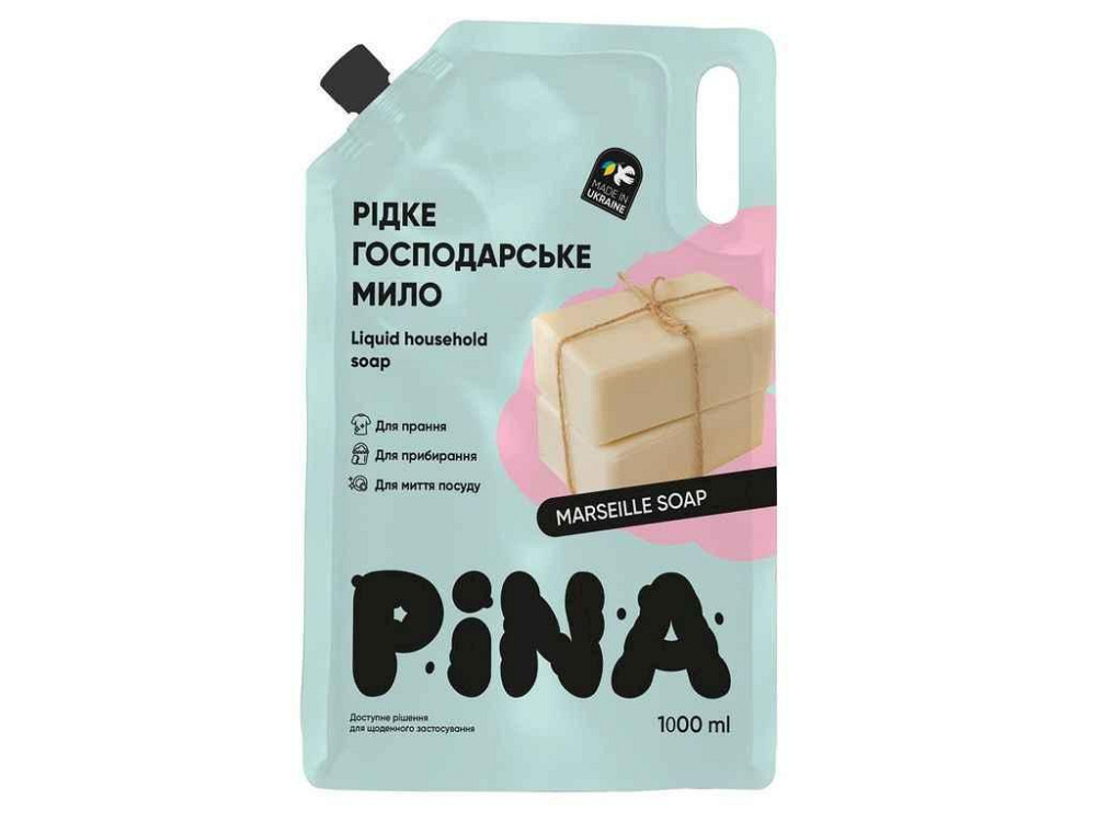 Мило господарське рідке 1л “Marseille Soap” дой-пак ТМ PINA Київ - фото 1