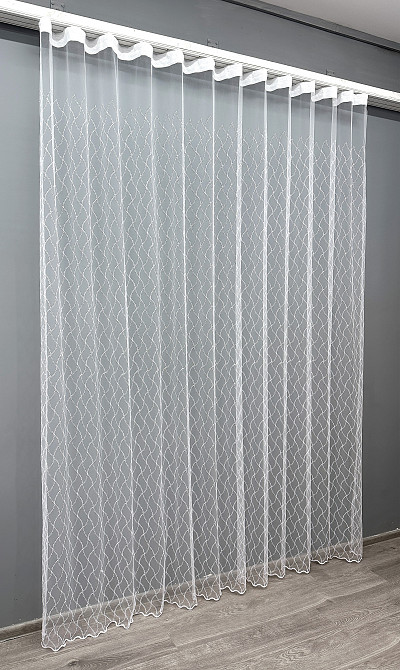 Тюль VR-Textil 1576т Фатин з вишивкою та люрексом Білий 500х270 см (42-0876) Київ - фото 3