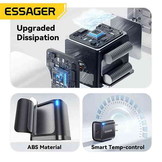 Сетевое зарядное устройство Essager ES-CD52 30W Type-C PD — быстрая зарядка смартфонов и планшетов Николаев