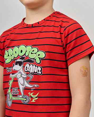 Комплект з капрі для хлопчика Tom John - Смужки Scooter 89156 7-8, Червоний Київ