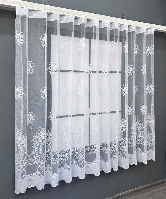 Коротка тюль, висота 1,6 м., жакард колір білий 1524т Київ - фото 2