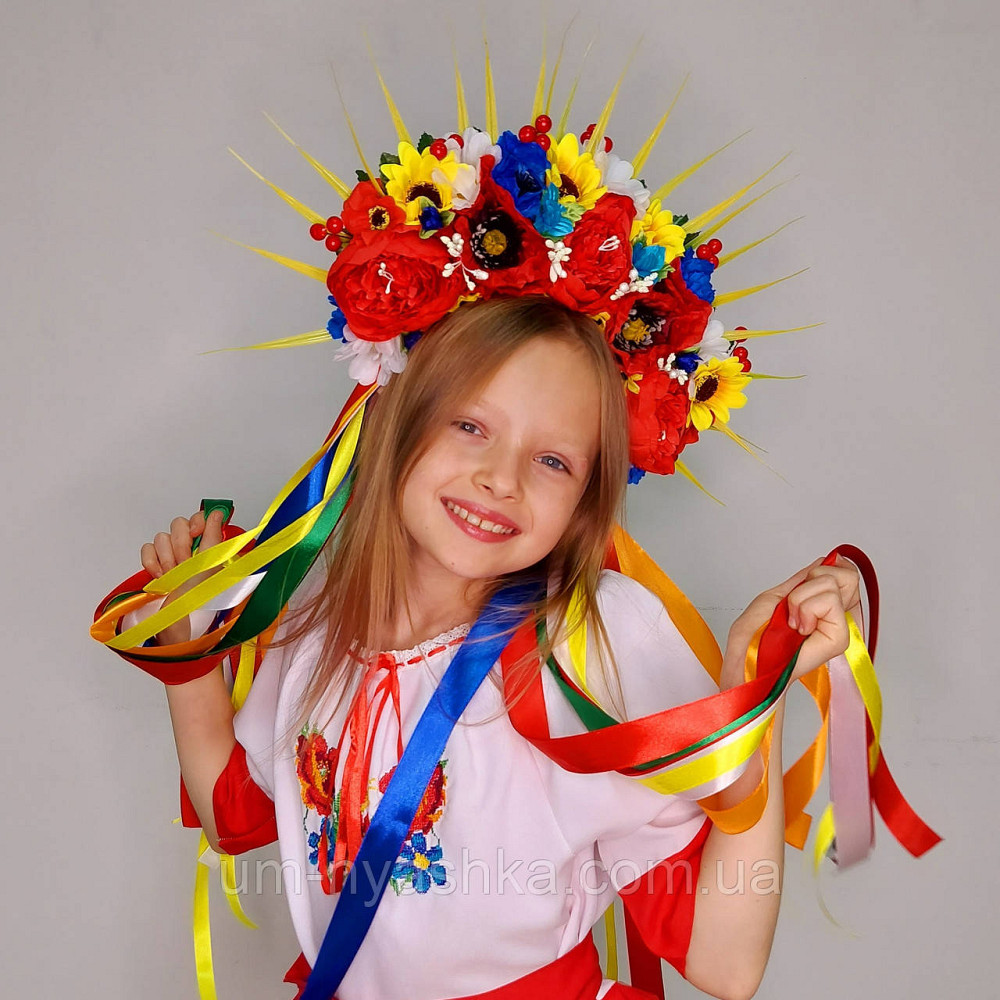 Віночок ободок з квітами "Сценічний зі стрічками" Кривий Ріг - фото 1