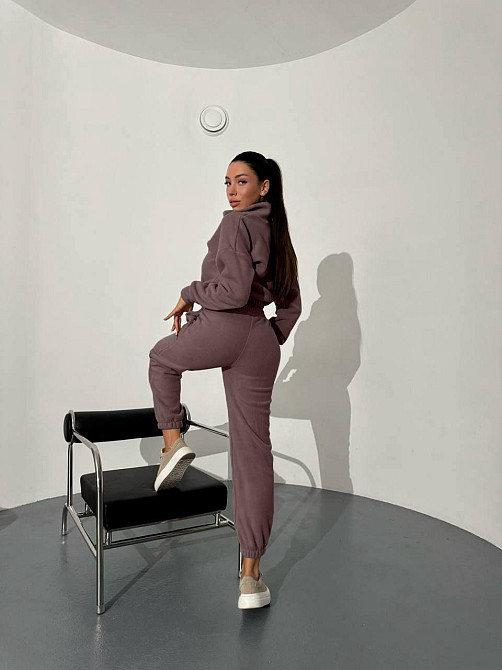 Женский теплый прогулочный костюм двойка: кофта и брюки двусторонний флис Мокко, 46/48 Одесса - изображение 3