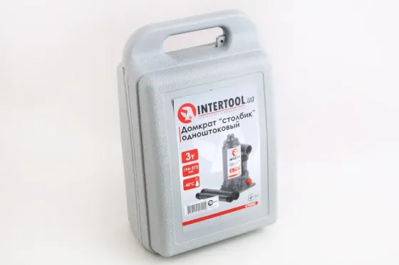 Домкрат гідравлічний 3 т 194-372м пласт уп. Intertool з передохр. Вінниця
