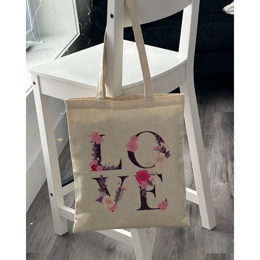 Екошопер Bookopt ВК4072 LOVE (квіти), бежевий Киев - изображение 3