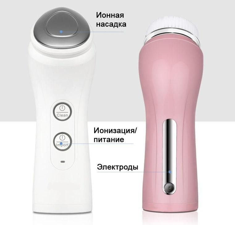 Cиликоновая массажная щетка с ионизацией для пилинга, умывания, глубокого очищения, массажа лица + 3 насадки Днепр - изображение 3