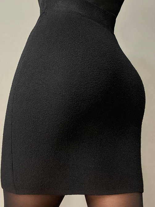 Спідниця жіноча My Fashion 6808-48 в’язана коротка з розрізом, чорний, one size Київ - фото 4