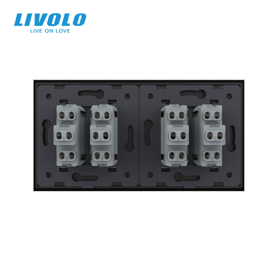 LIVOLO Чотирьохклавішний вимикач (2-2) Livolo чорний скло (VL-C7K2K2-12) Коломыя