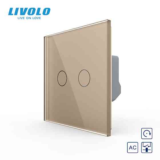 LIVOLO Сенсорна кнопка 2 сенсора Сухий контакт Livolo золото скло (VL-C702IH-13) Коломыя