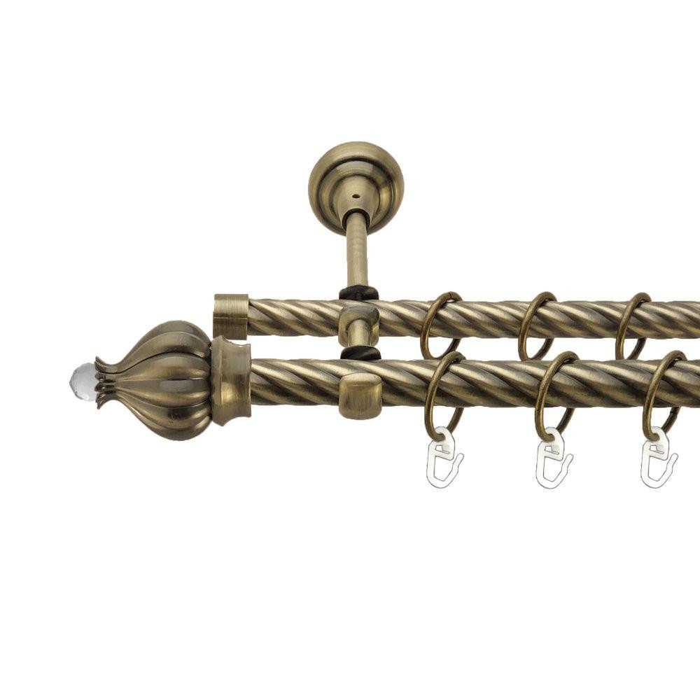 Карниз Orvit Таджа-Кристал металевий дворядний відкритий скручена труба кільце металеве Антик 19\16 мм 160 см (00-00017489) Львів - фото 1