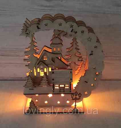 Новорічний та різдвяний декор, нічник - інсталяція "Зимова ніч" 23 см Ірпінь