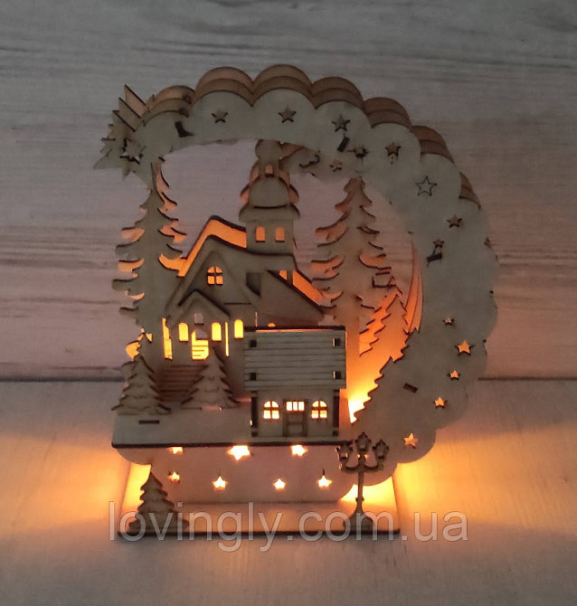 Новорічний та різдвяний декор, нічник - інсталяція "Зимова ніч" 23 см Ірпінь - фото 1