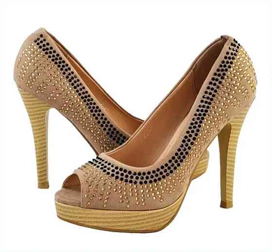 Жіночі Бежеві Туфлі на Каблуку Шпильке Замшеві Модельні (розміри: 36,37,38,39,40,41) — 35-7 Дніпро