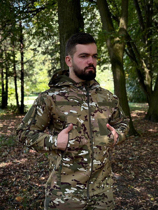 Тактична чоловіча демісезонна куртка Soft Shell мультикам,  військова демісезонна куртка для ЗСУ Львів - фото 10