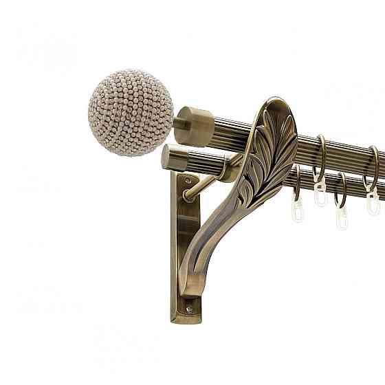 Карниз Orvit Карера металевий дворядний ретро рифлена труба кільце металеве Антик 25\19 мм 200 см Львов