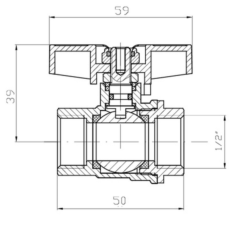 Кран кульовий ГГМ Koer Extreme KE.217-15 - 1/2" FF ручка "метелик" червона (KR5756) Київ - фото 4