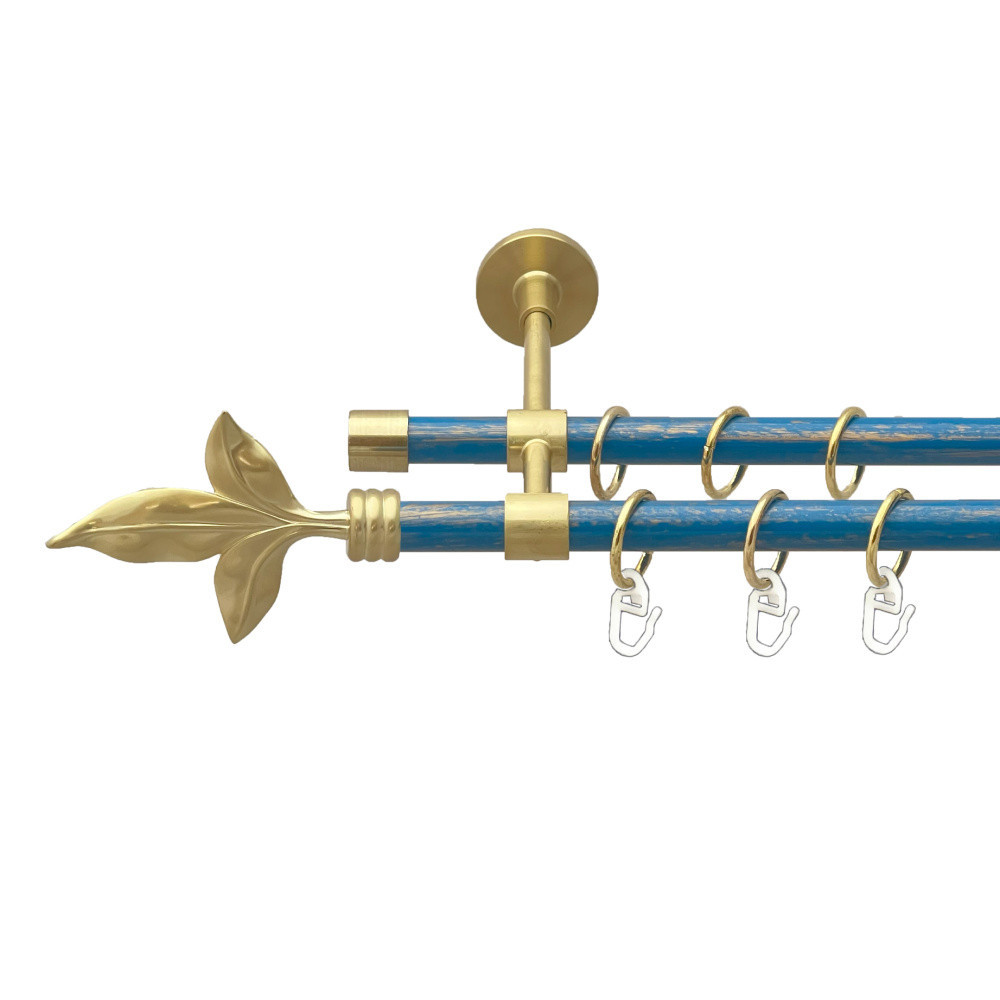 Карниз Orvit Листок Лілії металевий дворядний закритий гладка труба кільце металеве Золото Матове - Блакить Львов - изображение 1