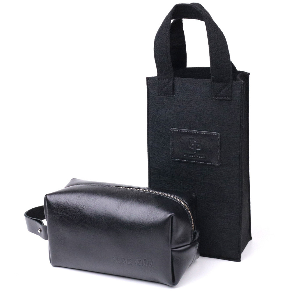 Несесер чоловічий великого розміру з гладкої шкіри на блискавці Україна GRANDE PELLE 16767 Чорний Київ - фото 6