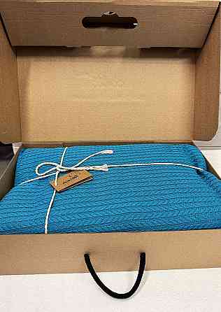 Ecotton Покрывало Ecotton Pique 240х230 см натуральне блакитне Atlantic в крафтовій подарункові Коломия