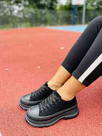 No brend Кеди жіночі M123-1 чорні (весна-осінь, еко-замша) (4749) Коломия