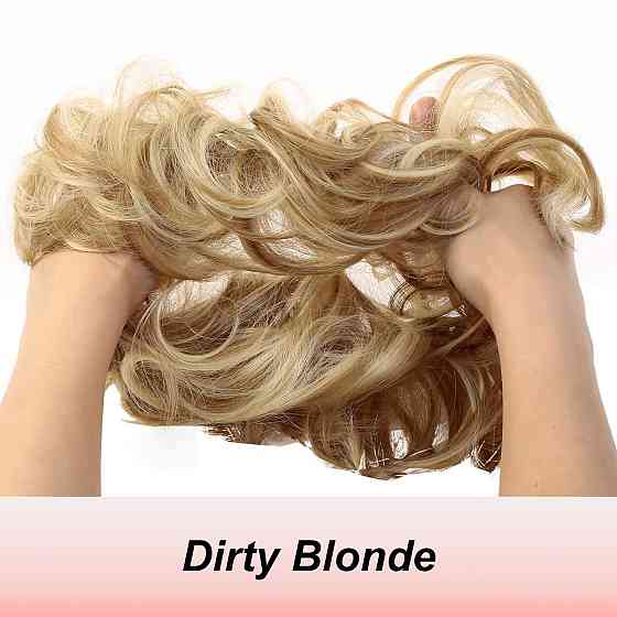 Шиньйон-пучок JJstar Dirty Blonde крупний кучерявий русявий пучок з гумкою накладний хвіст натуральний хвіст Київ