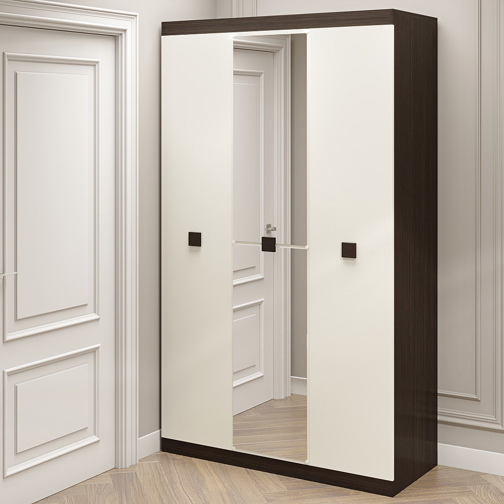 Шафа 3-х дверна Еверест Соната-1200 з дзеркалом венге темний + білий (DTM-2638) Дніпро - фото 2