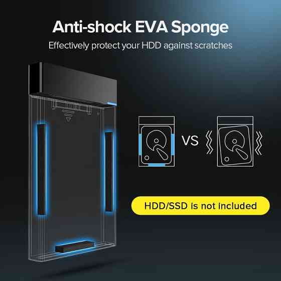 Зовнішній корпус для жорсткого диска Ugreen US221 (HDD/SSD кишене) SATA 2.5" USB 3.0 (Чорний) Николаев