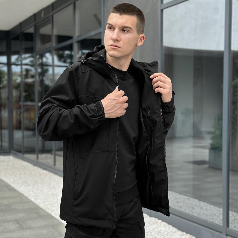 Осіння чоловіча чорна куртка із даймонд-котону Pobedov Shum Київ - фото 4