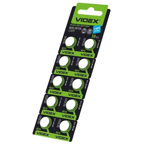 Батарейка таблетка 10шт AG10 LR1130 LR54 Videx, алкалайн Винница