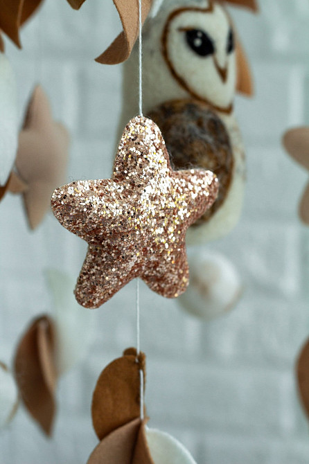 Дитячий музичний мобіль на ліжечко для немовлят WooolyWool «Сова» з 35 мелодіями Київ - фото 4