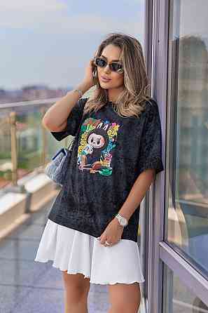 Бавовняна жіноча футболка тай-дай Labubu Graffiti Київ