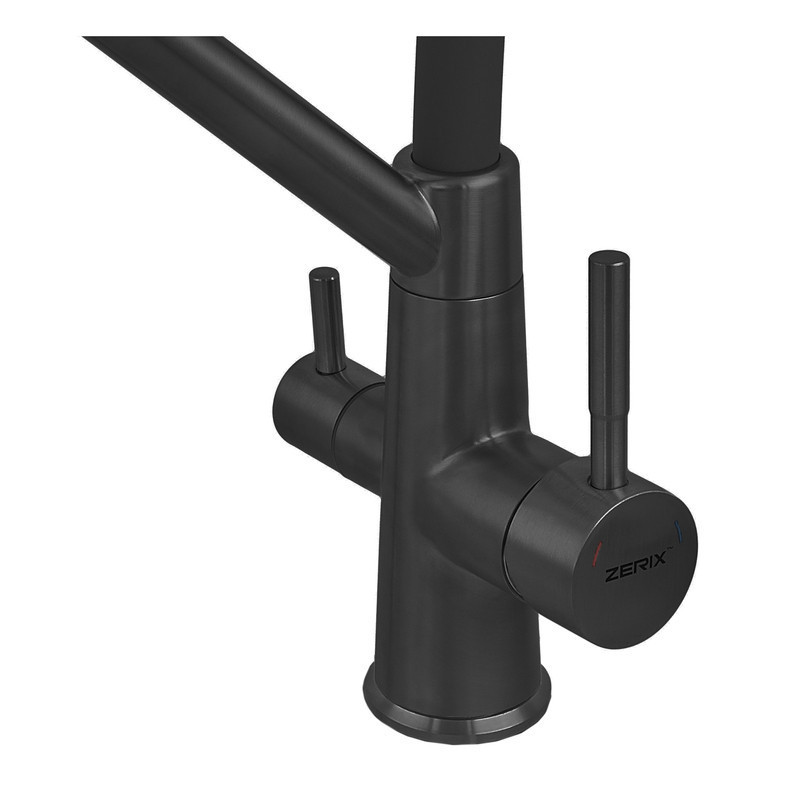 Змішувач для кухні з силіконовим виливом Zerix MAG-021 Black Refl.Black з нержавіючої сталі  SUS304 з виходом для питної води  ( Харьков - изображение 4