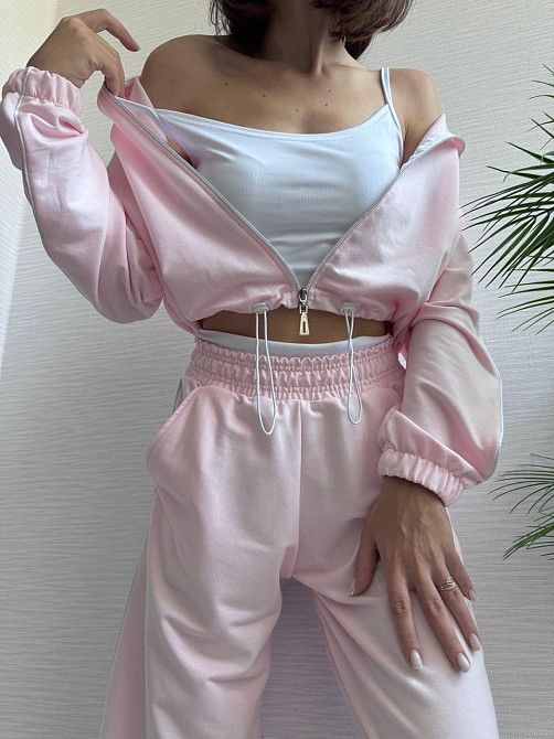 Женский прогулочный костюм тройка: кофта топ и штаны  двунить + микродайвинг Одесса - изображение 3