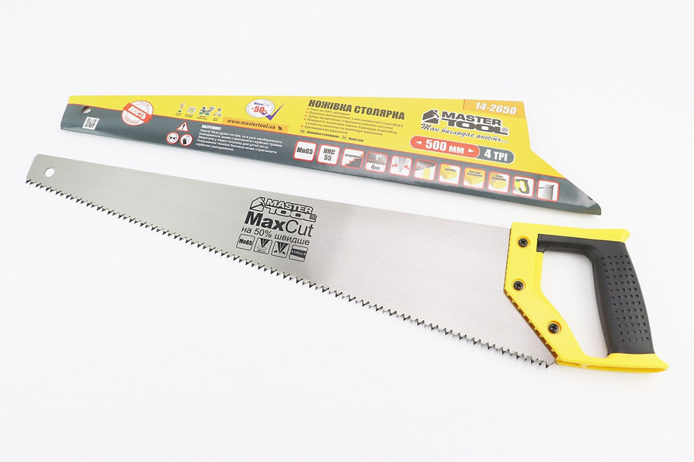Ножівка по дереву 500мм, 4TPI MAX CUT, загартований зуб, 2D заточування 14-2650 Київ - фото 1