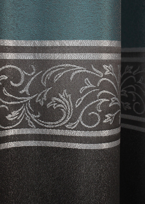 Комплект готовых штор VR-Textil ANZIO № 1465ш Бирюзовый с графитовым 140х290 см 2 шт (33-0332) Киев - изображение 8