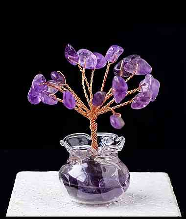 Дерево счастья с аметистом декоративное мини дерево из натуральных камней в вазе 5,5 см сувенир декор для дома Киев