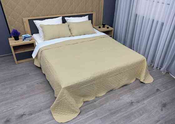 Покривало стьобане з наволочками Expo Trade ромб 220x220 (+-10 см) бежевий (85-163) Київ