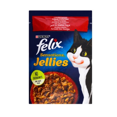 Влажный корм для кошек Purina Felix Sensations Jellies с говядиной и томатами в желе 85 г (7613039831724) Винница - изображение 1